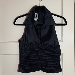Back-zip rayon-blend sleeveless blouse